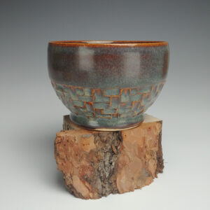 Mosaic Tea Bowl (4 in diameter), Lichen, $30